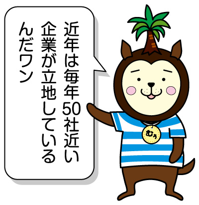 近年は毎年50社近い企業が立地しているんだワン