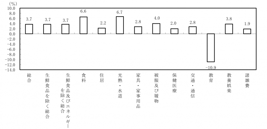 宮崎市の10大費目の前年比