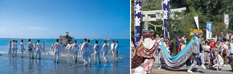 青島神社の海を渡る祭礼と潮嶽獅子舞