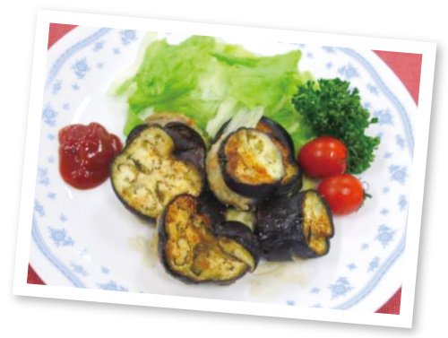 なすのはさみ焼きケチャップ添え
