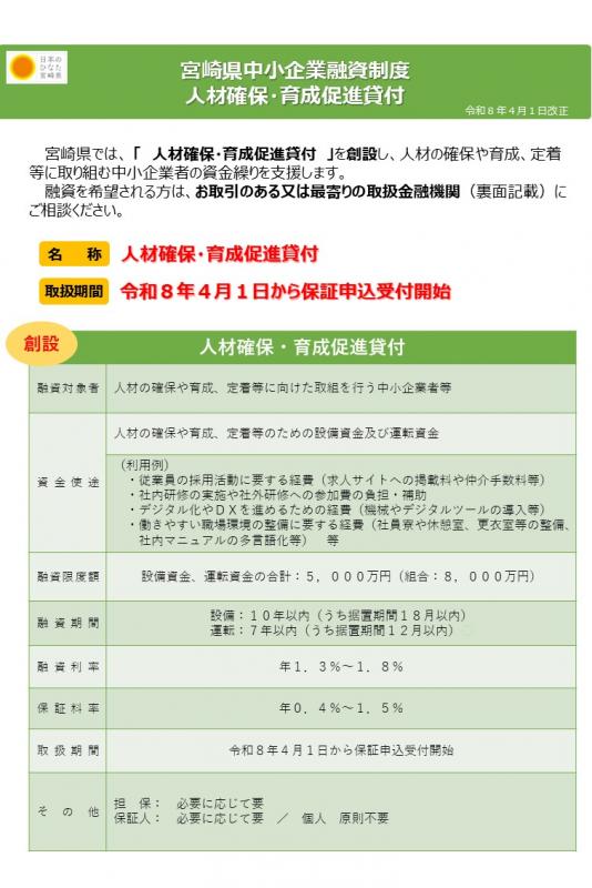 チラシ（人材確保育成促進貸付）