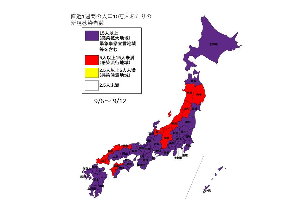 9月6日～9月12日全国感染状況