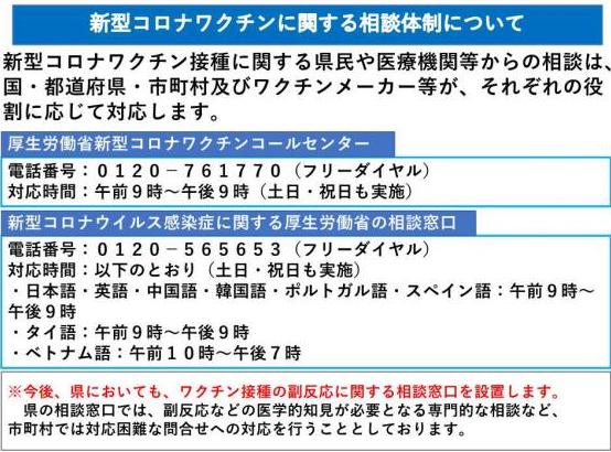 新型コロナワクチンに関する相談体制の図