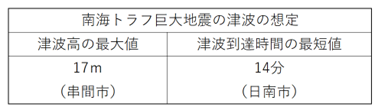 南海トラフ巨大地震の津波の想定