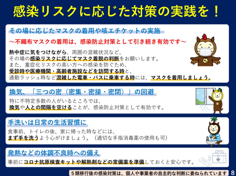 感染リスクに応じた対策の実践を！