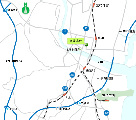 宮崎市内県庁周辺地図